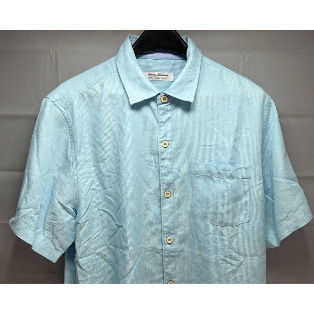 Tommy Bahama The Coconut Point Shirt Large Blue Floral IslandZone ST326181 Silk